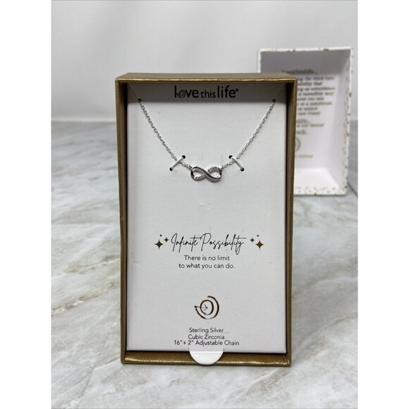40$ Love this Life~Sterling Silver INSPIRATION Infinity Pendant Necklace - Picture 1 of 5